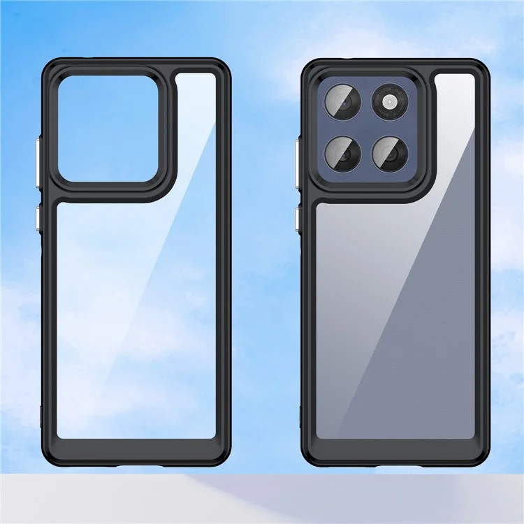 Für Motorola Edge 60 Fusion 5G Hülle TPU + Acryl Transparente Handyhülle - Schwarz