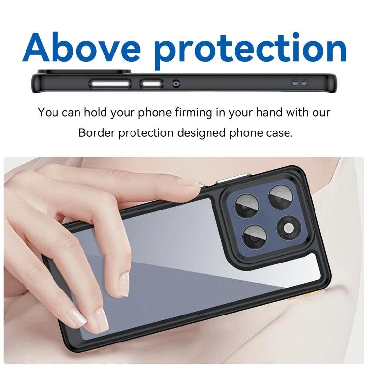 Für Motorola Edge 60 Fusion 5G Hülle TPU + Acryl Transparente Handyhülle - Schwarz