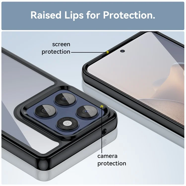 Für Motorola Edge 60 Fusion 5G Hülle TPU + Acryl Transparente Handyhülle - Schwarz