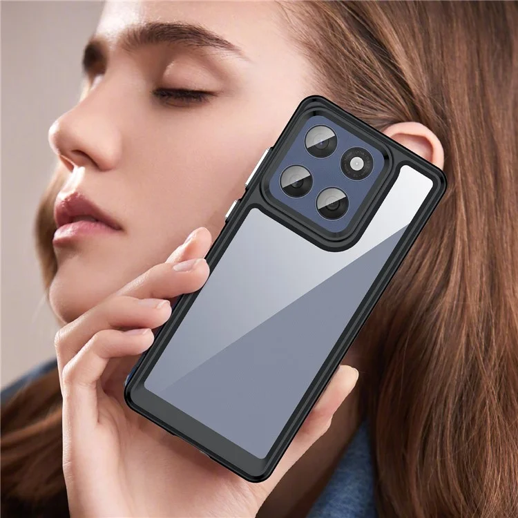 Für Motorola Edge 60 Fusion 5G Hülle TPU + Acryl Transparente Handyhülle - Schwarz