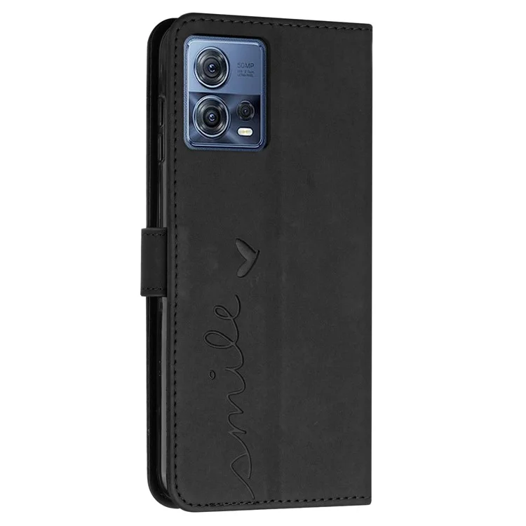 Caja Telefónica Amigable Para la Piel Para Motorola Moto S30 Pro 5G / Edge 30 Fusion 5G, Flip Flip Flip Leather Cover Cover de la Billetera Con Correa - Negro