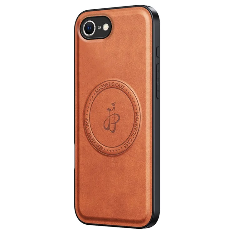 Funda Magnética Marrón para iPhone 16e - PU + TPU + PC, Resistente a Caídas