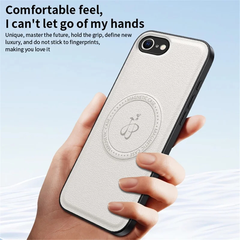 For iPhone 17e / 16e Magnetic Case PU + TPU + PC Phone Back Cover Drop Resistant - White