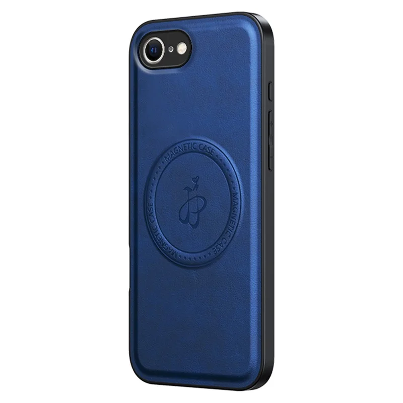 For iPhone 17e / 16e Magnetic Case PU + TPU + PC Phone Back Cover Drop Resistant - Blue
