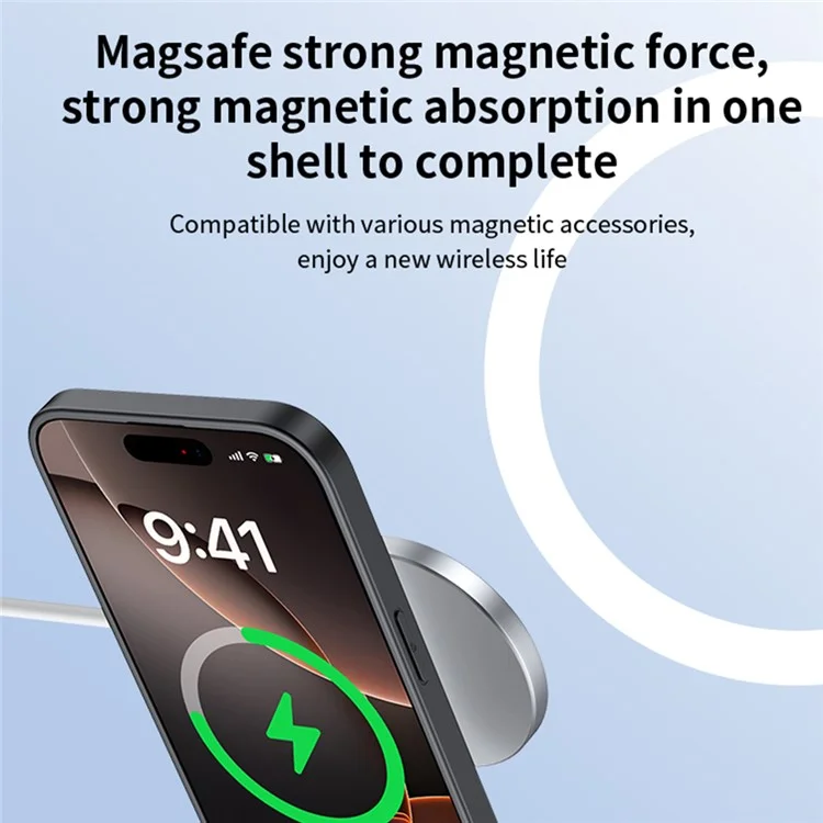 Étui magnétique pour iPhone 16e avec support en PU + TPU + PC Coque arrière anti-chute - Marron