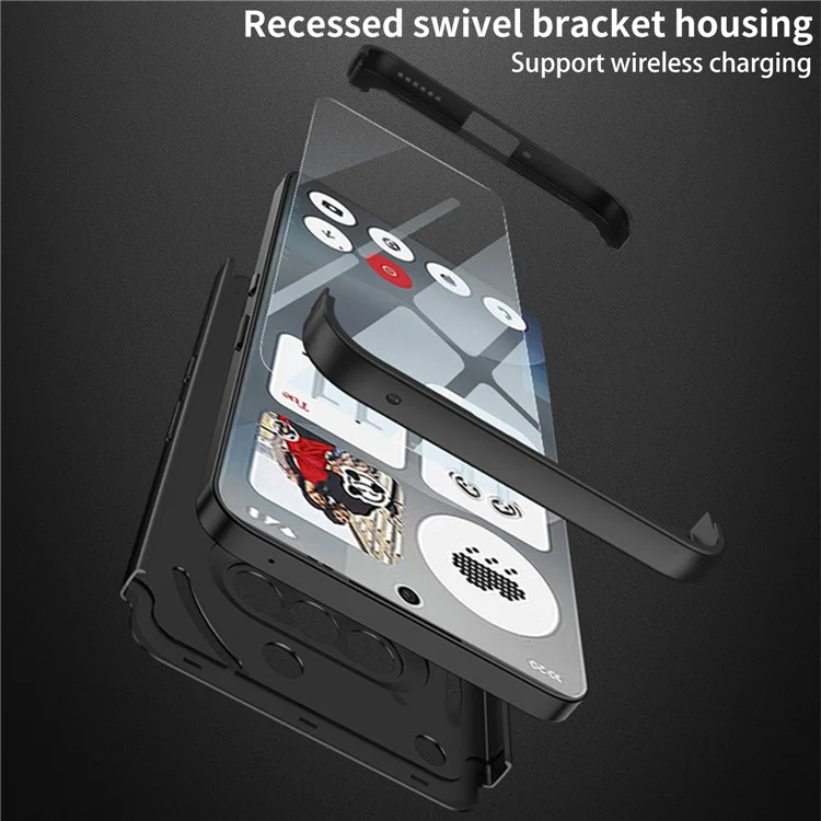 Чехол для телефона GKK Shield Series с магнитным креплением и подставкой для Nothing Phone (3a), съемный дизайн, жесткий ПК, черный