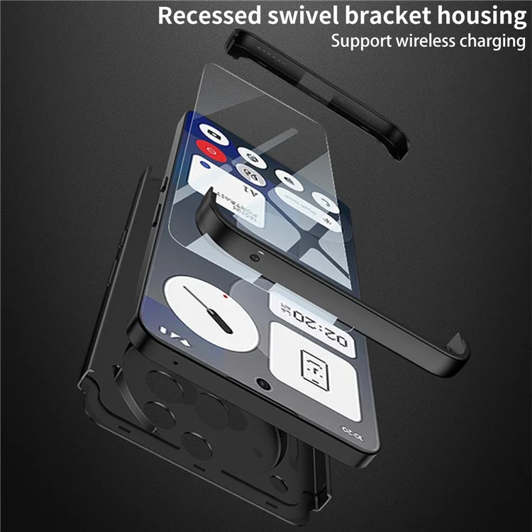 GKK Shield Series For Nothing Phone (3a) Pro Magnetic Case with Kickstand Detachable Design Hard PC Phone Cover - Black