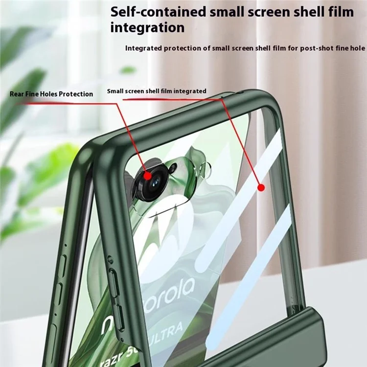 Capa GKK para Motorola Razr 50 Ultra 5G com Suporte Rígida de PC, Proteção de Dobradiça Magnética com Película para Tela Pequena - Preto