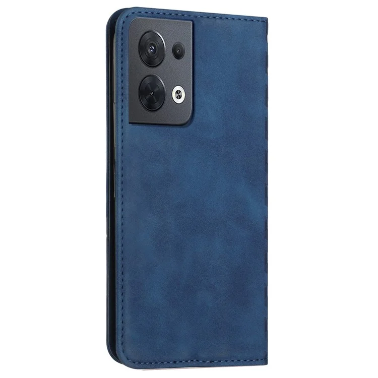 Per Oppo Reno8 5G / Reno8 5G (versione Globale) Pattern Rhombo Flip State Flip Case Assorbimento Magnetico Copertina Per Ammortizzatori in Pelle PU - Zaffiro