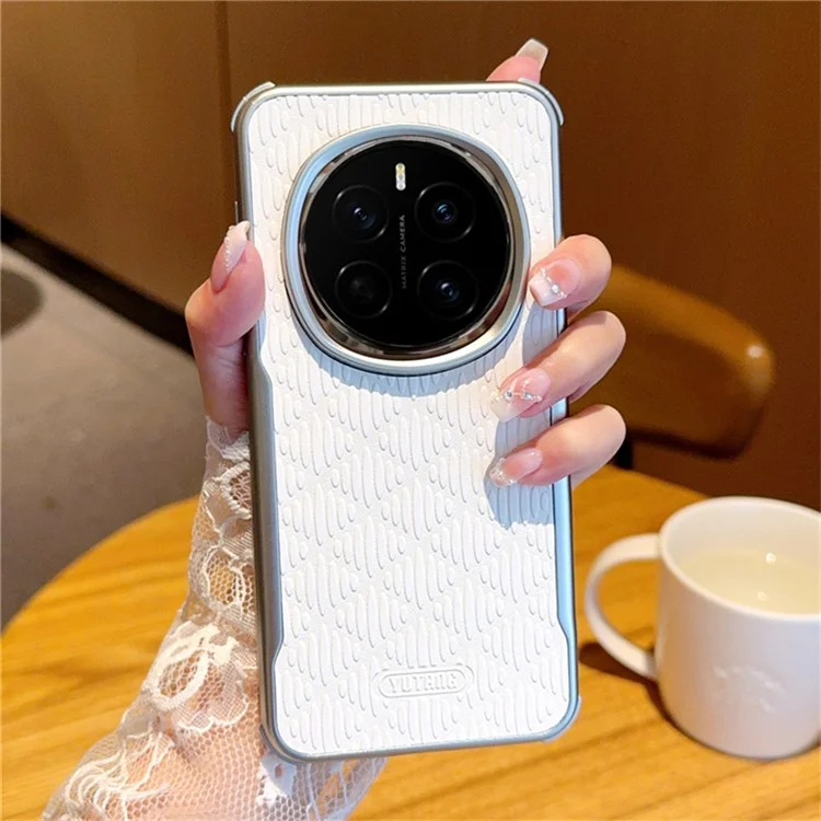 YUTRNG per Honor Magic7 Pro 5G Cover con Texture a Onde in Pelle PU + PC Custodia Magnetica per Telefono - Bianco