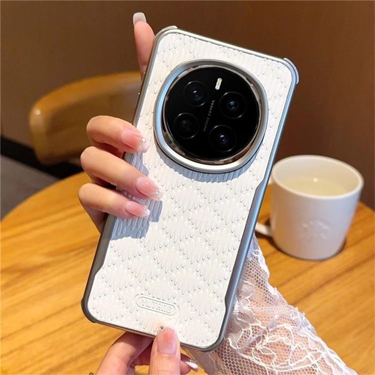 YUTRNG per Honor Magic7 Pro 5G Cover con Texture a Onde in Pelle PU + PC Custodia Magnetica per Telefono - Bianco