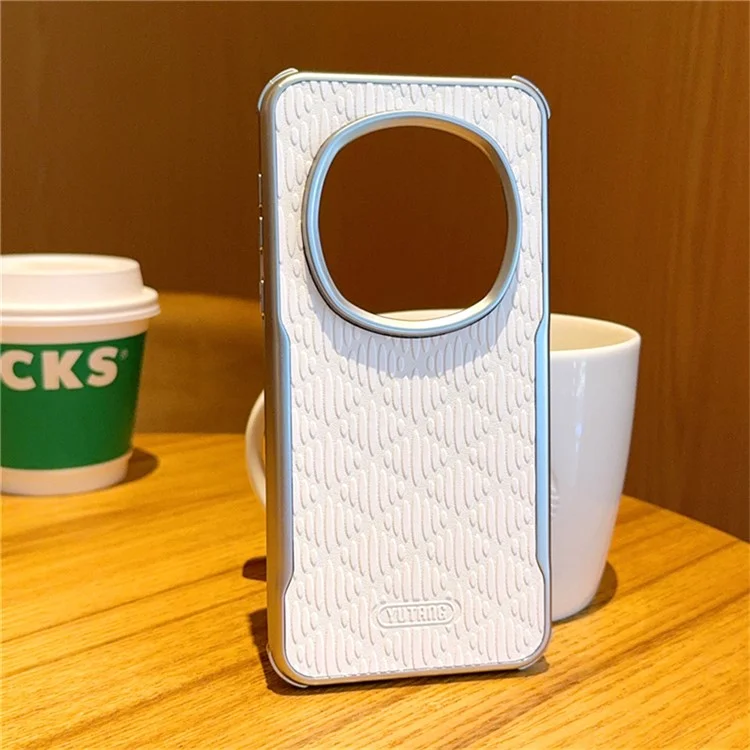 YUTRNG per Honor Magic7 Pro 5G Cover con Texture a Onde in Pelle PU + PC Custodia Magnetica per Telefono - Bianco