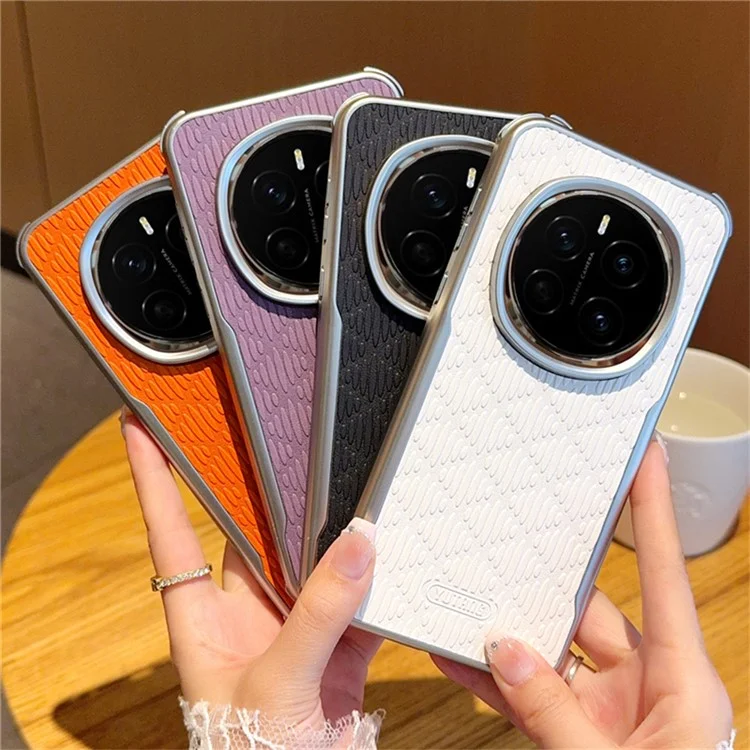 YUTRNG per Honor Magic7 Pro 5G Cover con Texture a Onde in Pelle PU + PC Custodia Magnetica per Telefono - Bianco