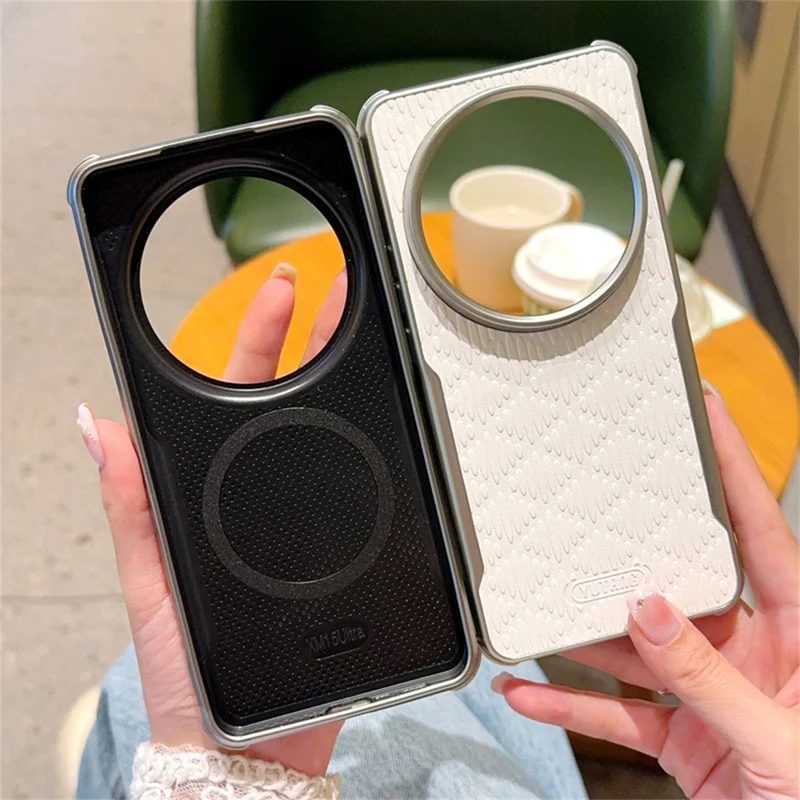 YUTRNG For Xiaomi 15 Ultra Case Wave Texture PU Leather + PC Magnetic Phone Cover - White