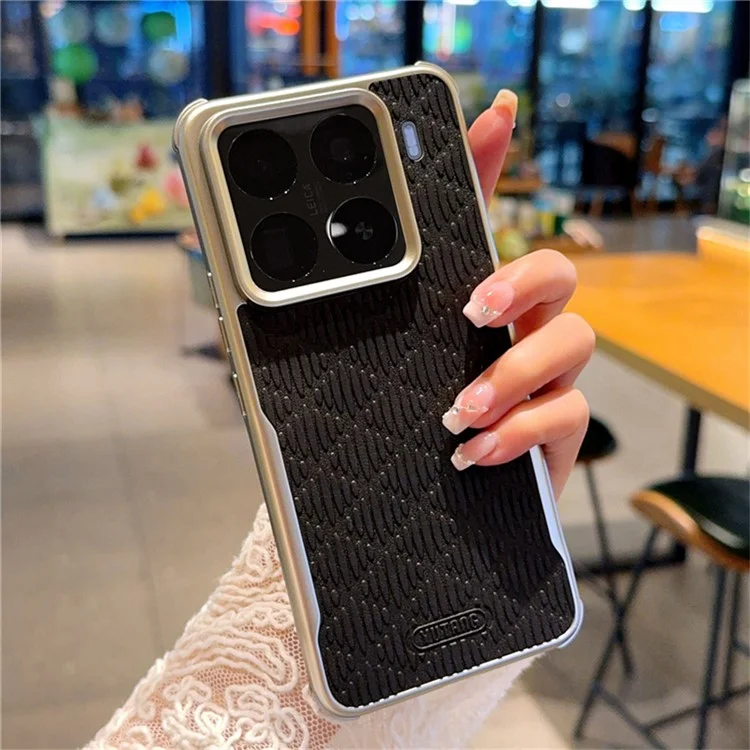 Funda YUTRNG para Xiaomi 15 Pro con Textura de Ola - Cuero PU + PC Magnética - Negro