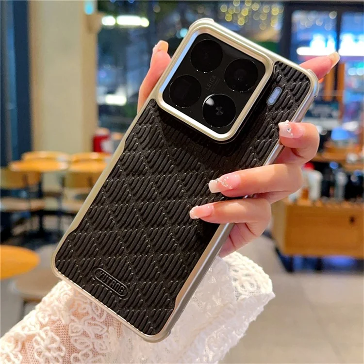 Funda YUTRNG para Xiaomi 15 Pro con Textura de Ola - Cuero PU + PC Magnética - Negro