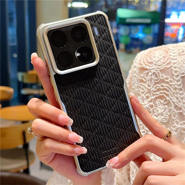Funda YUTRNG para Xiaomi 15 Pro con Textura de Ola - Cuero PU + PC Magnética - Negro