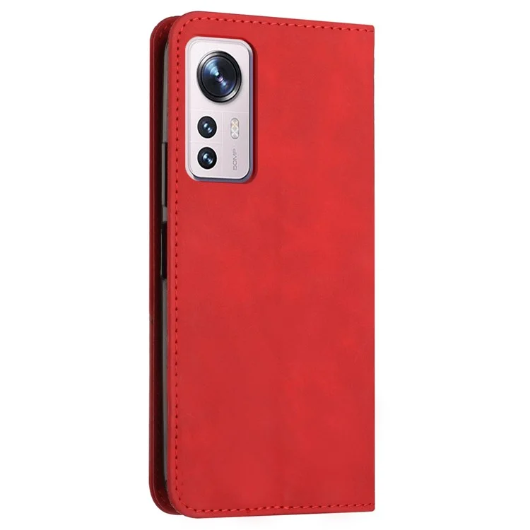 For Xiaomi 12T 5G / Redmi K50 Ultra 5G / 12T Pro 5G Rhombus Pattern Imprinted Flip Stand Wallet Case Magnetic Absorption PU Leather Phone Full Protection Cover - Red