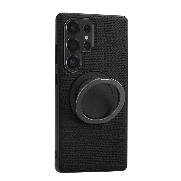 VILI D-THS Serie für Samsung Galaxy S24 Ultra Magnetische Hülle mit Ringhalter und Ständer, PC TPU Handyrückseite mit Trageriemen - Schwarz