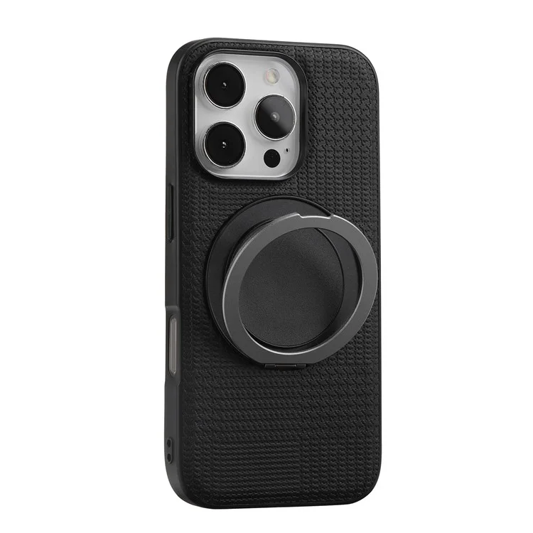 VILI D-THS Série pour iPhone 16 Pro Coque Magnétique avec Anneau Support et Dragonne - PC TPU Arrière de Téléphone - Noir