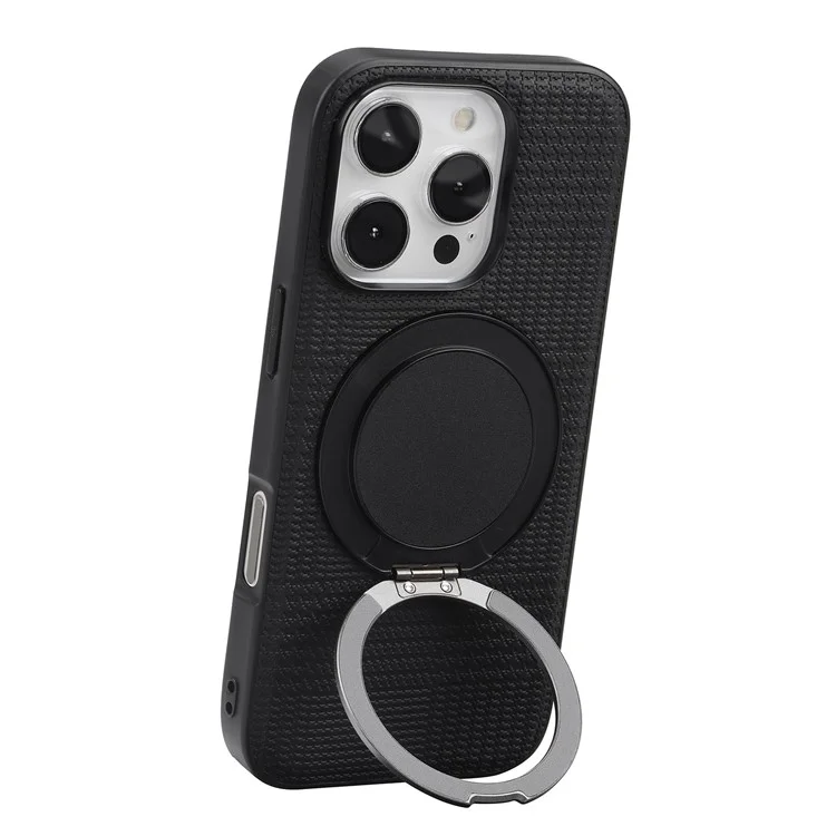 VILI D-THS Série pour iPhone 16 Pro Coque Magnétique avec Anneau Support et Dragonne - PC TPU Arrière de Téléphone - Noir