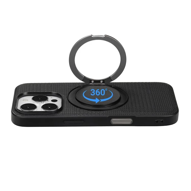 VILI D-THS Série pour iPhone 16 Pro Coque Magnétique avec Anneau Support et Dragonne - PC TPU Arrière de Téléphone - Noir