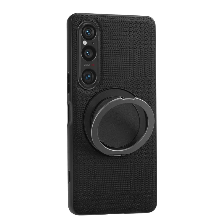 VILI D-THS Series for Sony Xperia 1 VI Magnetic Case Ring Kickstand PC TPU Phone Back Cover with Strap - Black