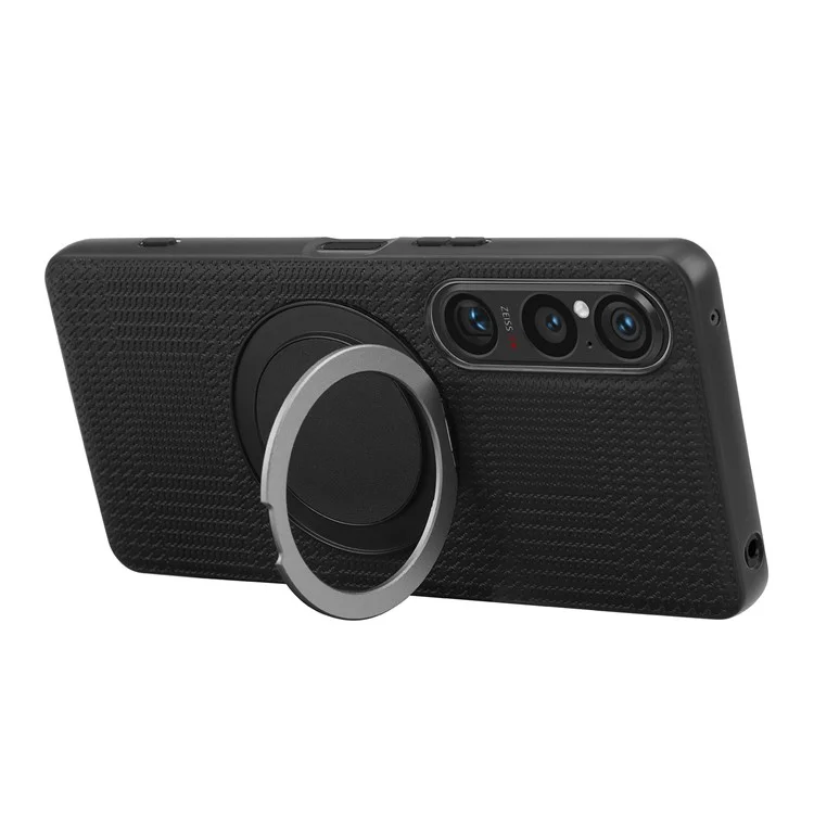 VILI D-THS Series for Sony Xperia 1 VI Magnetic Case Ring Kickstand PC TPU Phone Back Cover with Strap - Black