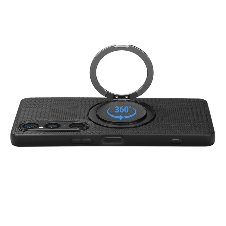VILI D-THS Series for Sony Xperia 1 VI Magnetic Case Ring Kickstand PC TPU Phone Back Cover with Strap - Black