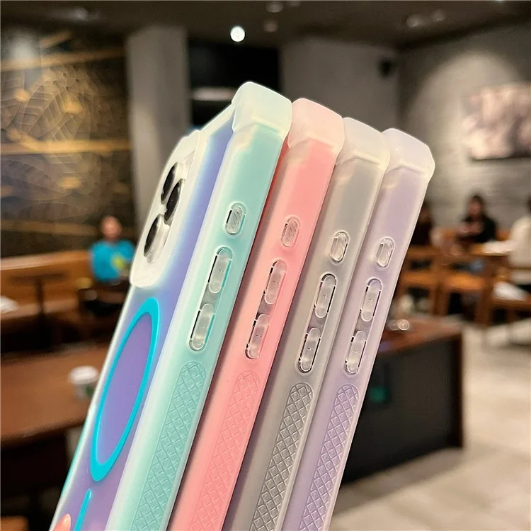 For iPhone 16 Pro Max Magnetic Case Chameleon Anti Drop TPU + PC Phone Cover - Transparent Pink