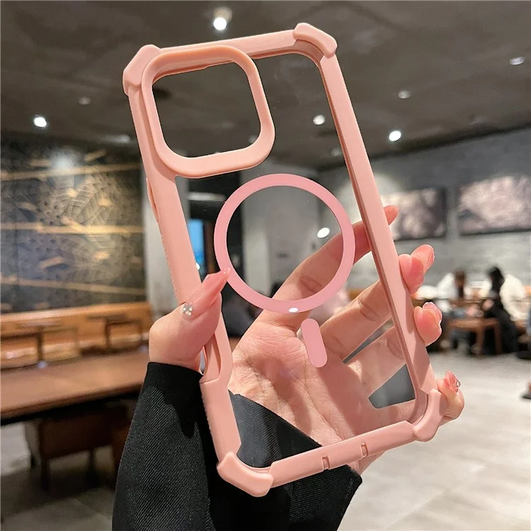 For iPhone 16 Pro Case Compatible with MagSafe Clear Anti Drop TPU + PC Phone Cover - Red Purple  /  Blue Green