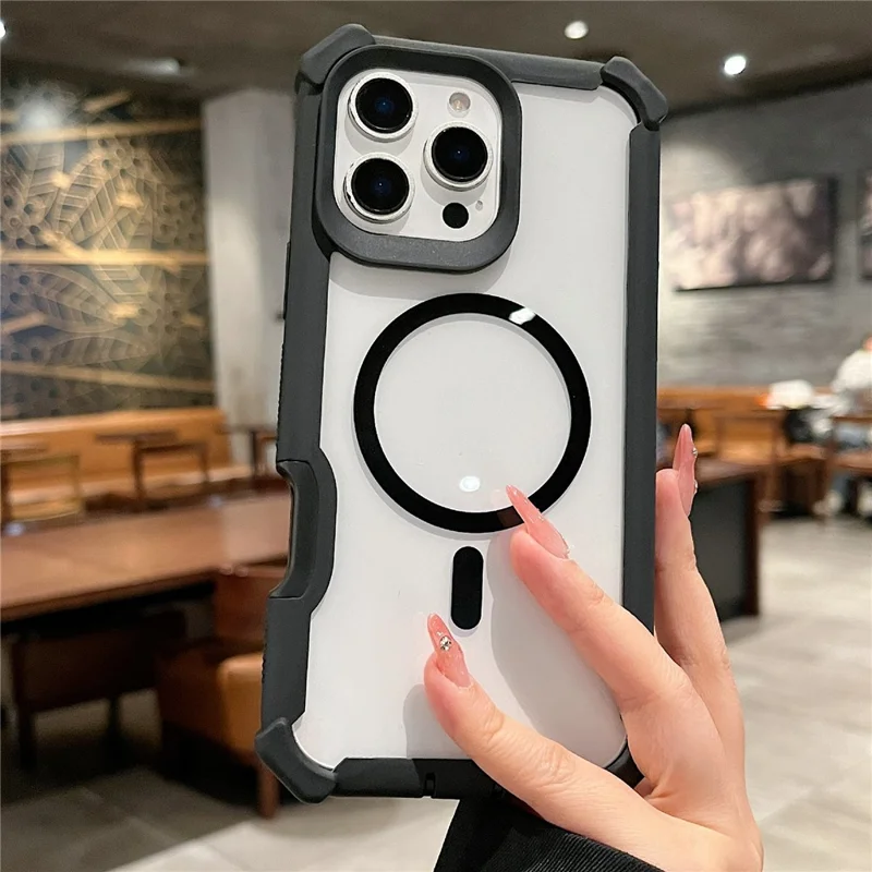 For iPhone 16 Pro Case Compatible with MagSafe Clear Anti Drop TPU + PC Phone Cover - Black