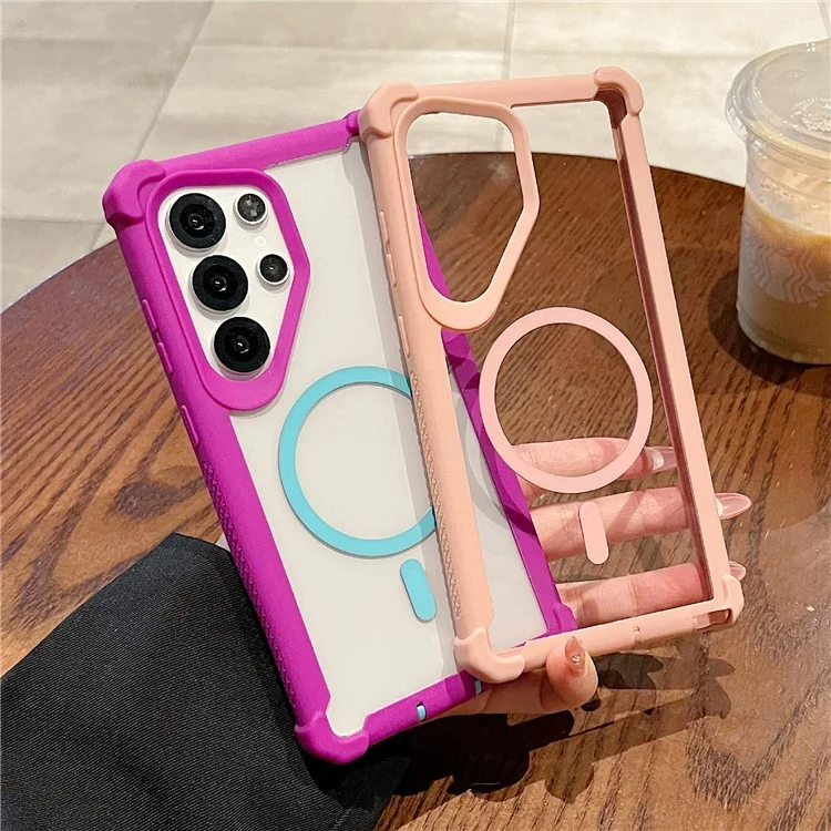 For Samsung Galaxy S25 Ultra Case Compatible with MagSafe Clear Anti Drop TPU + PC Phone Cover - Red Purple  /  Blue Green