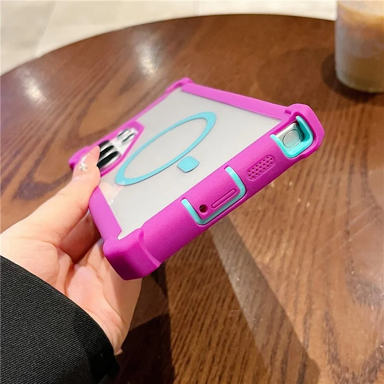 For Samsung Galaxy S25 Ultra Case Compatible with MagSafe Clear Anti Drop TPU + PC Phone Cover - Red Purple  /  Blue Green