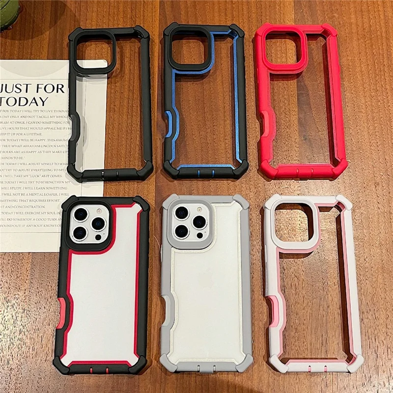 For iPhone 16 Pro Max Case Clear Detachable 2 in 1 Shockproof TPU + PC Phone Back Cover - Black  /  Red