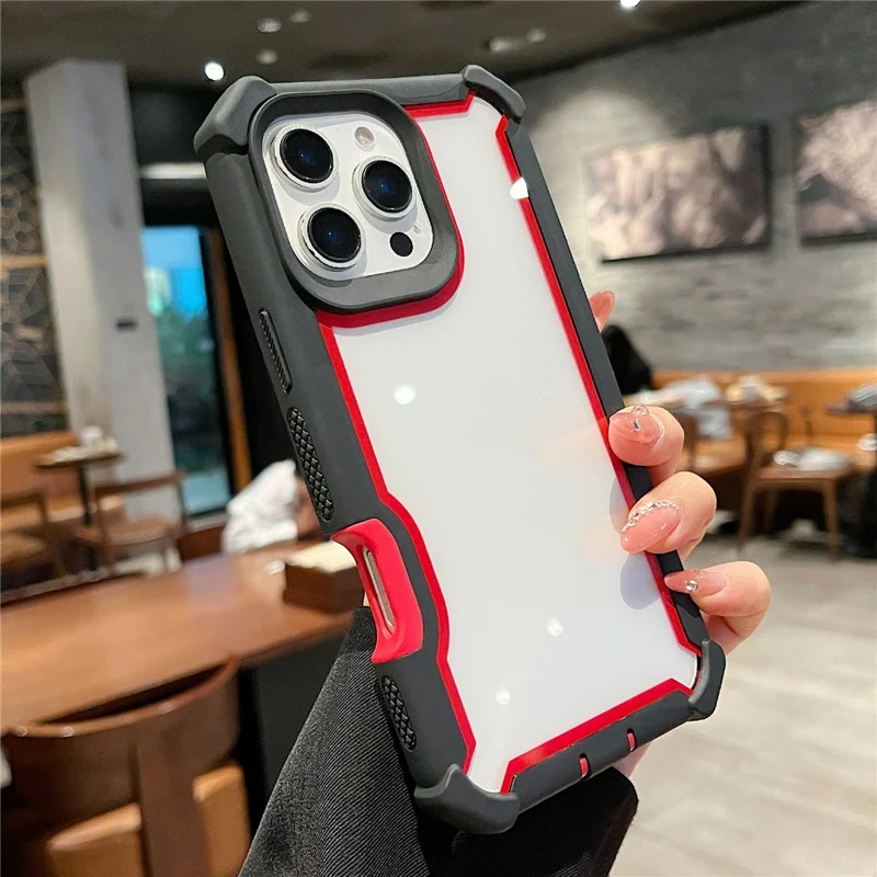 For iPhone 16 Pro Max Case Clear Detachable 2 in 1 Shockproof TPU + PC Phone Back Cover - Black  /  Red
