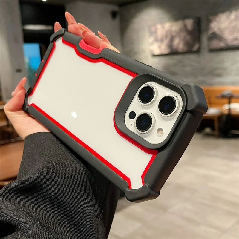 For iPhone 16 Pro Max Case Clear Detachable 2 in 1 Shockproof TPU + PC Phone Back Cover - Black  /  Red