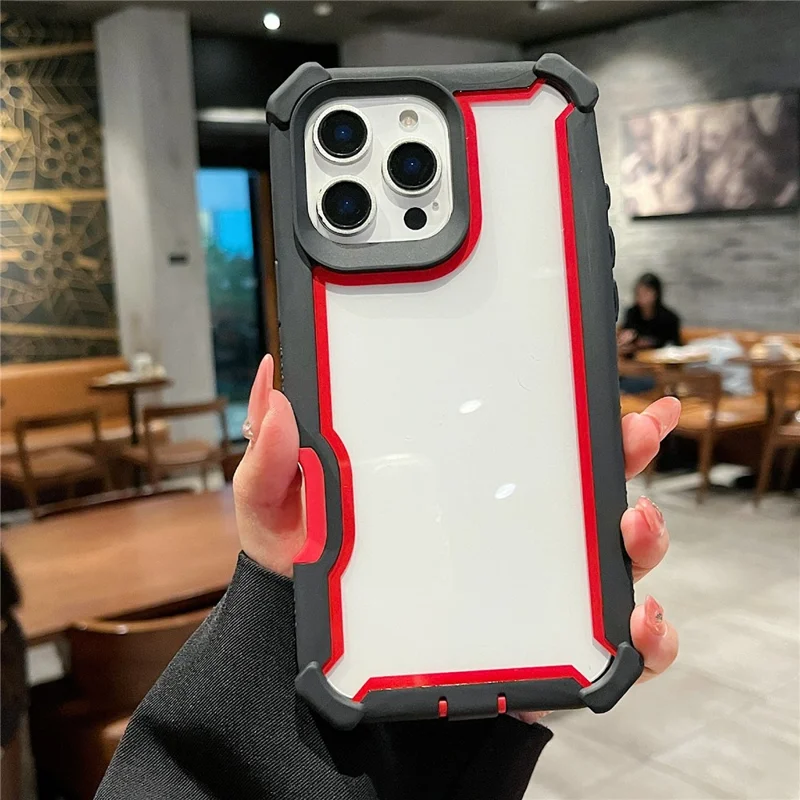 For iPhone 16 Pro Case Clear Detachable 2 in 1 Shockproof TPU + PC Phone Back Cover - Black  /  Red