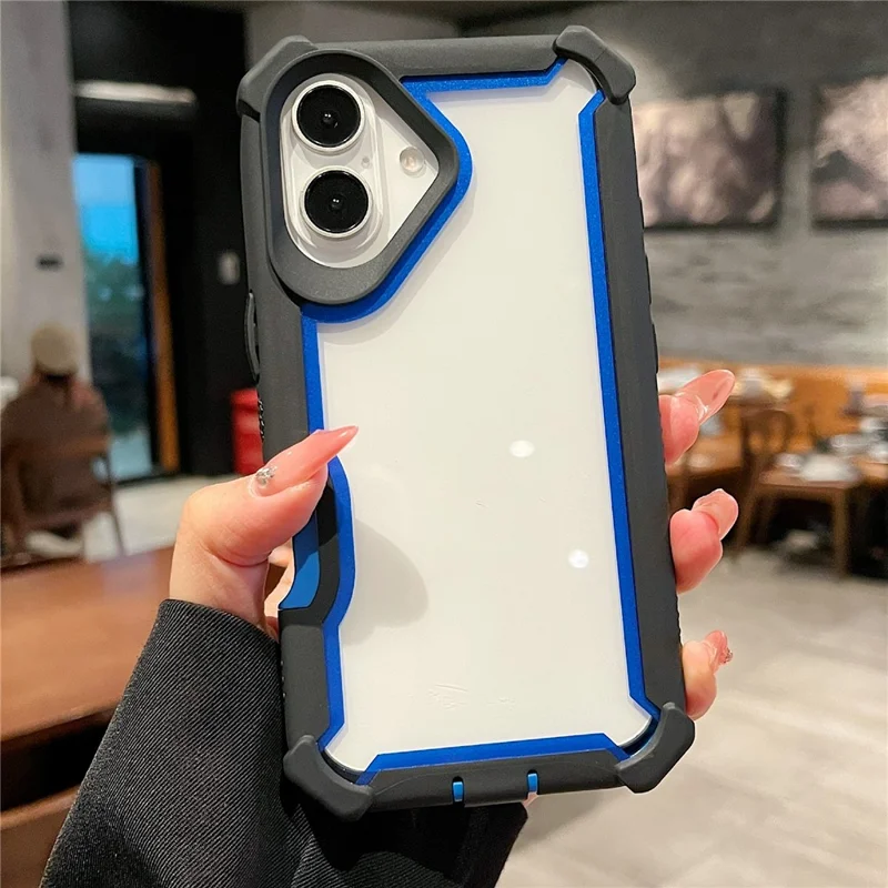 For iPhone 16 Case Clear Detachable 2 in 1 Shockproof TPU + PC Phone Back Cover - Black  /  Blue