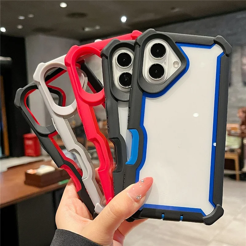 For iPhone 16 Case Clear Detachable 2 in 1 Shockproof TPU + PC Phone Back Cover - Black  /  Blue