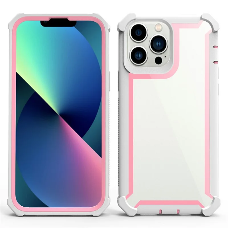 For iPhone 15 Pro Max Case Clear Detachable 2 in 1 Shockproof TPU + PC Phone Back Cover - Pink