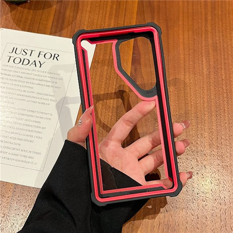 Für Samsung Galaxy S25 Ultra Hülle Transparent Abnehmbar 2-in-1 Stoßfest TPU + PC Handyhülle - Schwarz / Rot