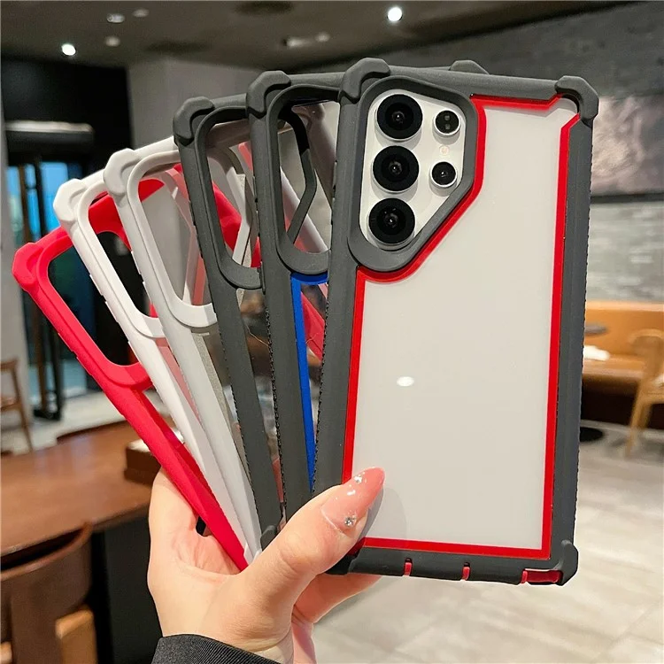 Für Samsung Galaxy S25 Ultra Hülle Transparent Abnehmbar 2-in-1 Stoßfest TPU + PC Handyhülle - Schwarz / Rot