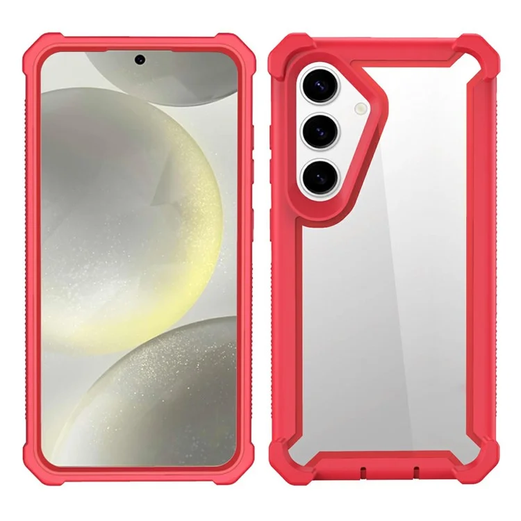 Cover per Samsung Galaxy S25 Trasparente Staccabile 2 in 1 Antiurto TPU + PC per Retro Telefono - Rosso