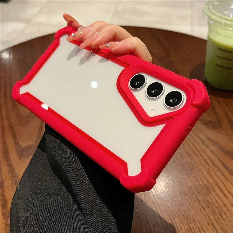 Cover per Samsung Galaxy S25 Trasparente Staccabile 2 in 1 Antiurto TPU + PC per Retro Telefono - Rosso