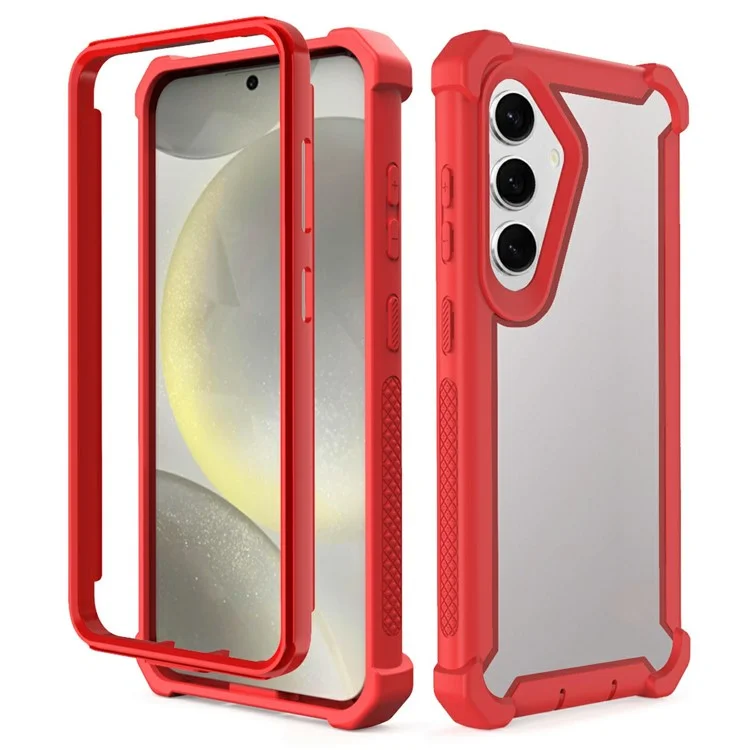 Cover per Samsung Galaxy S24 Trasparente Staccabile 2 in 1 Antiurto TPU + PC Custodia Posteriore Telefono - Rosso