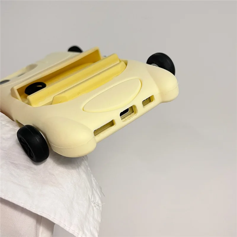 For iPhone 16 Pro Max Silicone Case Cute Sports Car Style Shockproof Phone Cover - Yellow