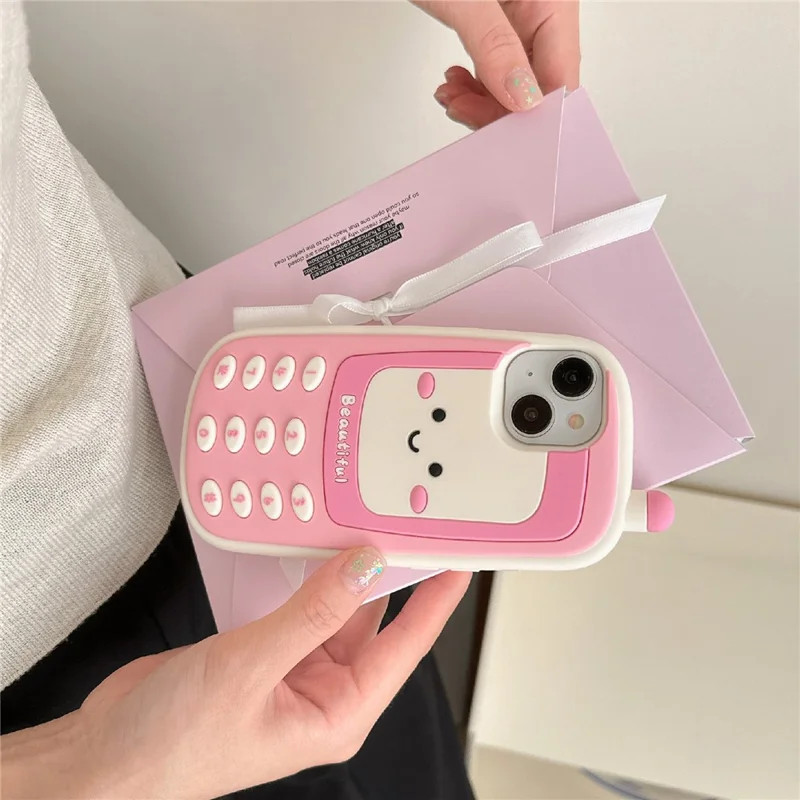 For iPhone 15 Silicone Case Cute Smile Face Phone Style Shockproof Durable Phone Cover