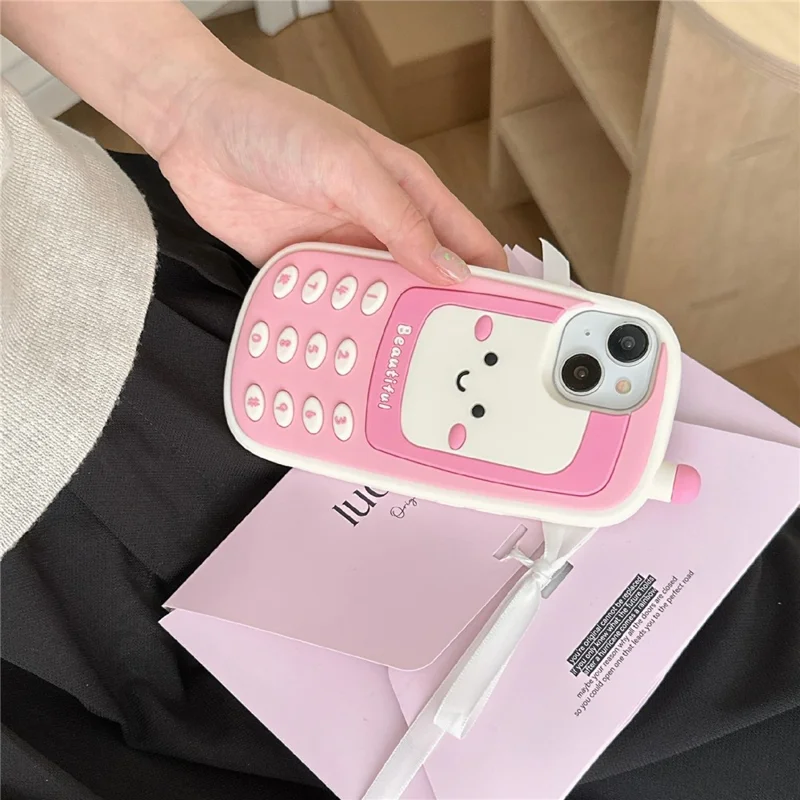 For iPhone 15 Silicone Case Cute Smile Face Phone Style Shockproof Durable Phone Cover