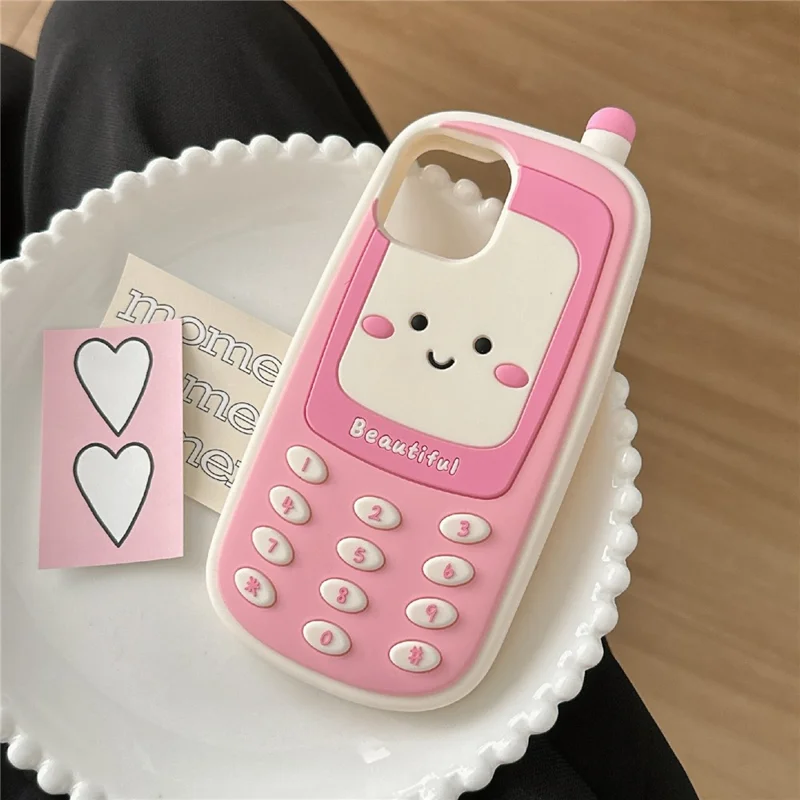 For iPhone 15 Silicone Case Cute Smile Face Phone Style Shockproof Durable Phone Cover